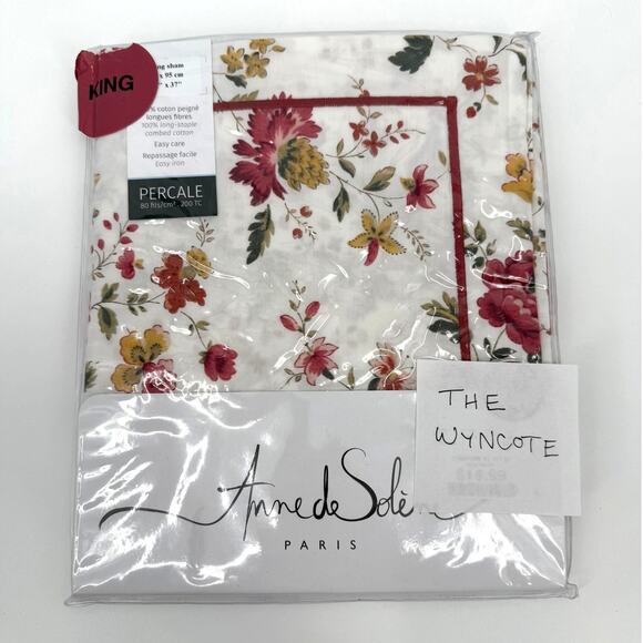 NWT Anna By Anne De Solene Floral 100% Cotton KING Sham (1) - Picture 1 of 4